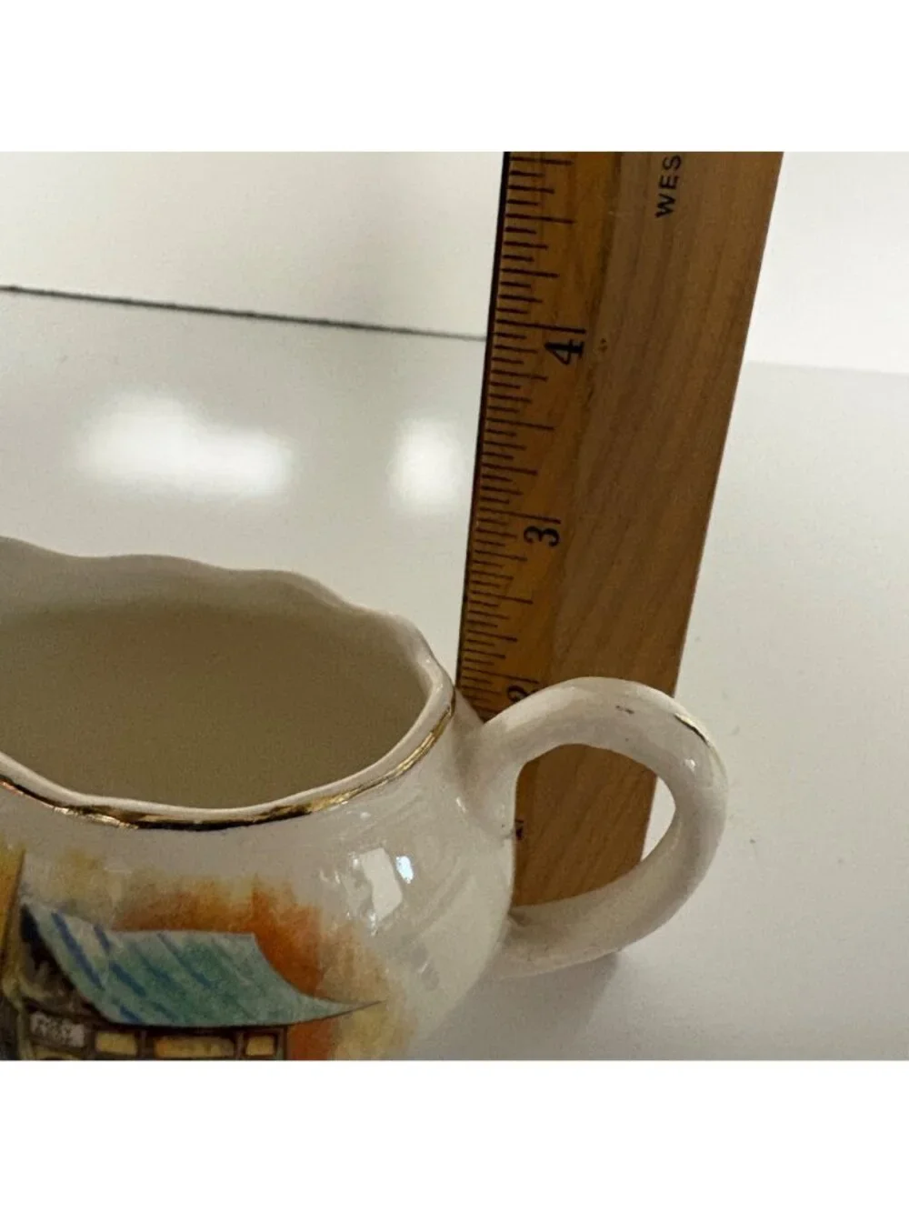 Lancaster Sandland Creamer & Sugar Bowl Set English Ware Cottage Gold Trim VTG